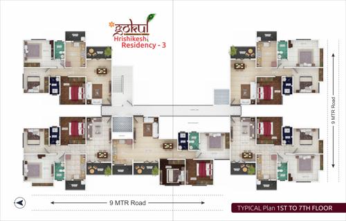  gokul-hrishikesh-residency-wing-3 Gokul Hrishikesh Residency Wing 3 Cluster Plan for Typical Floor
