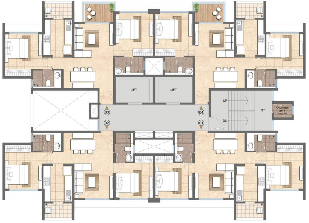  kandivali project tower 5 Lodha Kandivali Project   Tower 5 Typical Cluster Plan