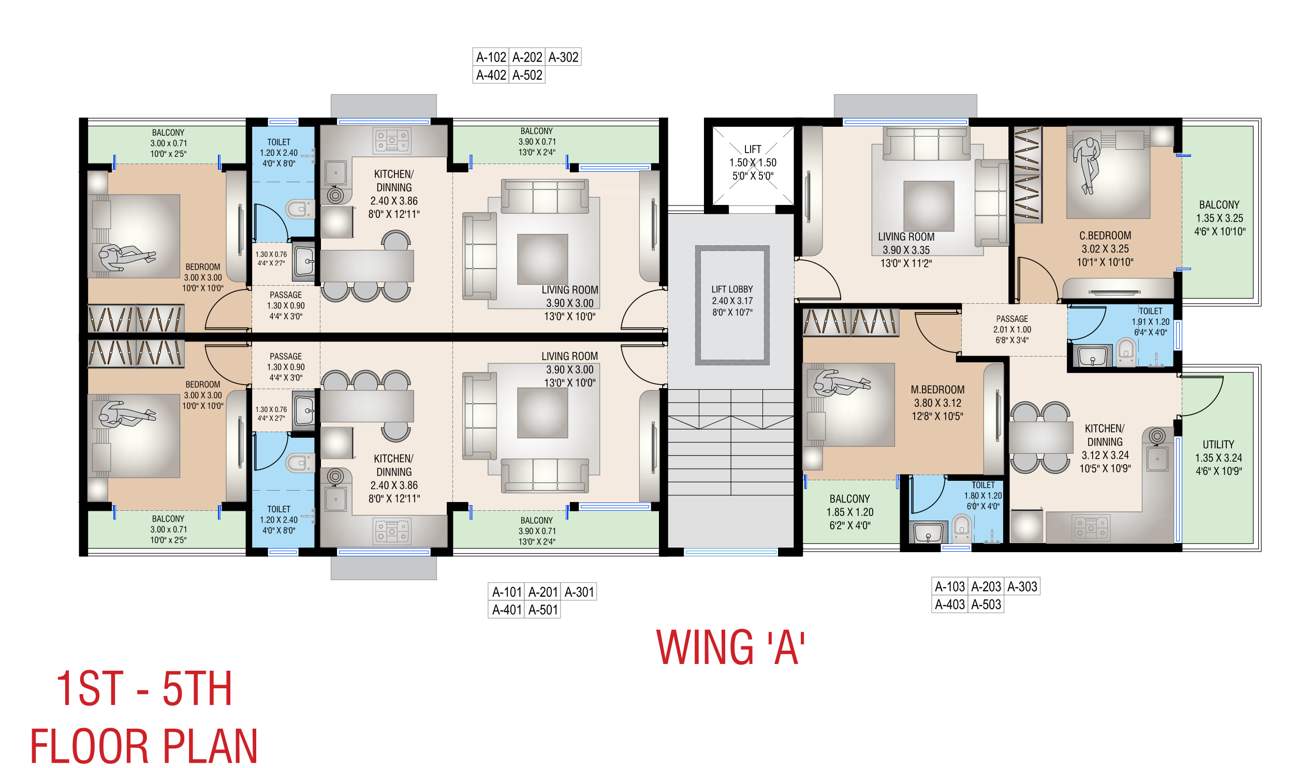  manokamneshwar apartment Manokamneshwar Apartment Cluster Plan from 1st to 5th Floor