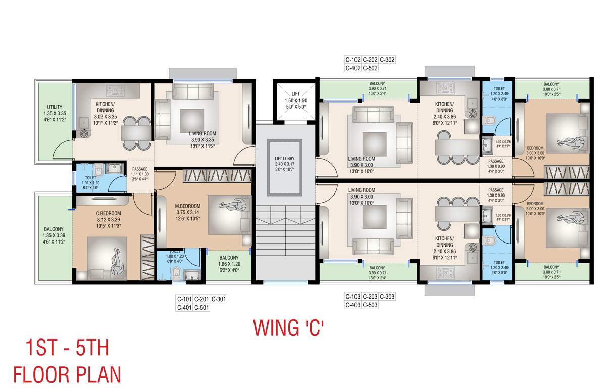  manokamneshwar apartment Manokamneshwar Apartment Cluster Plan from 1st to 5th Floor