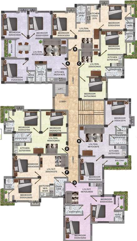  darshan tower Block B Cluster Plan from 1st to 4th Floor