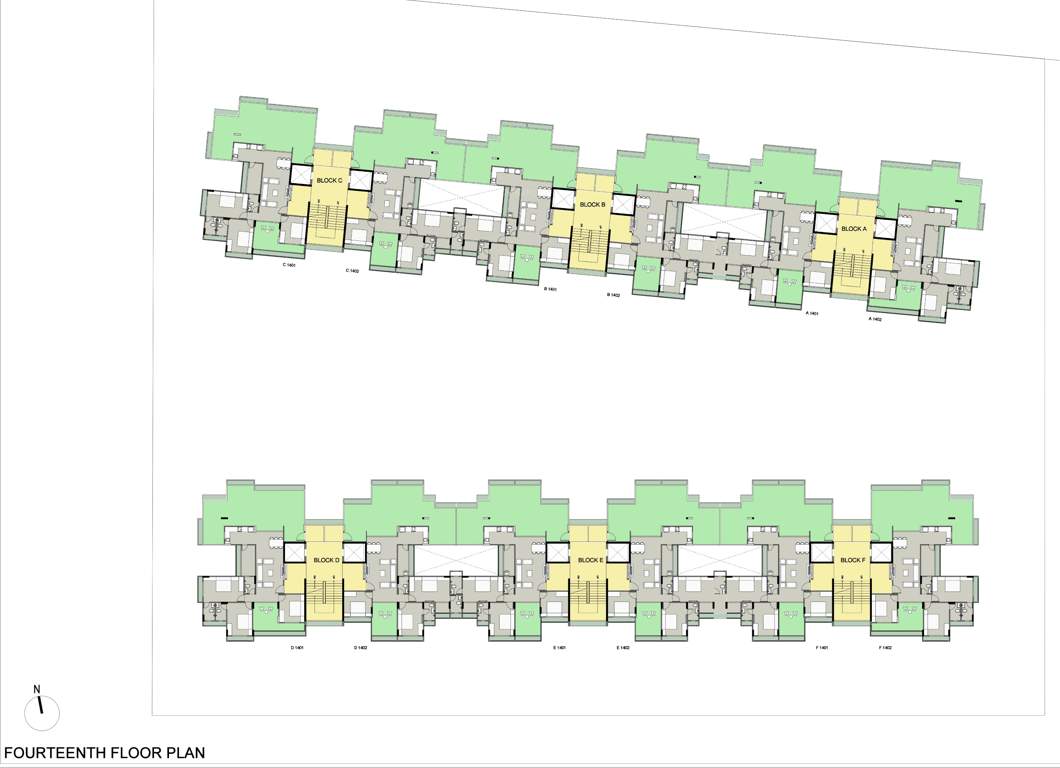  saanvi nirman stellar Block A, Block B, Block C, Block D, Block E And Block F Cluster Plan for 14th Floor