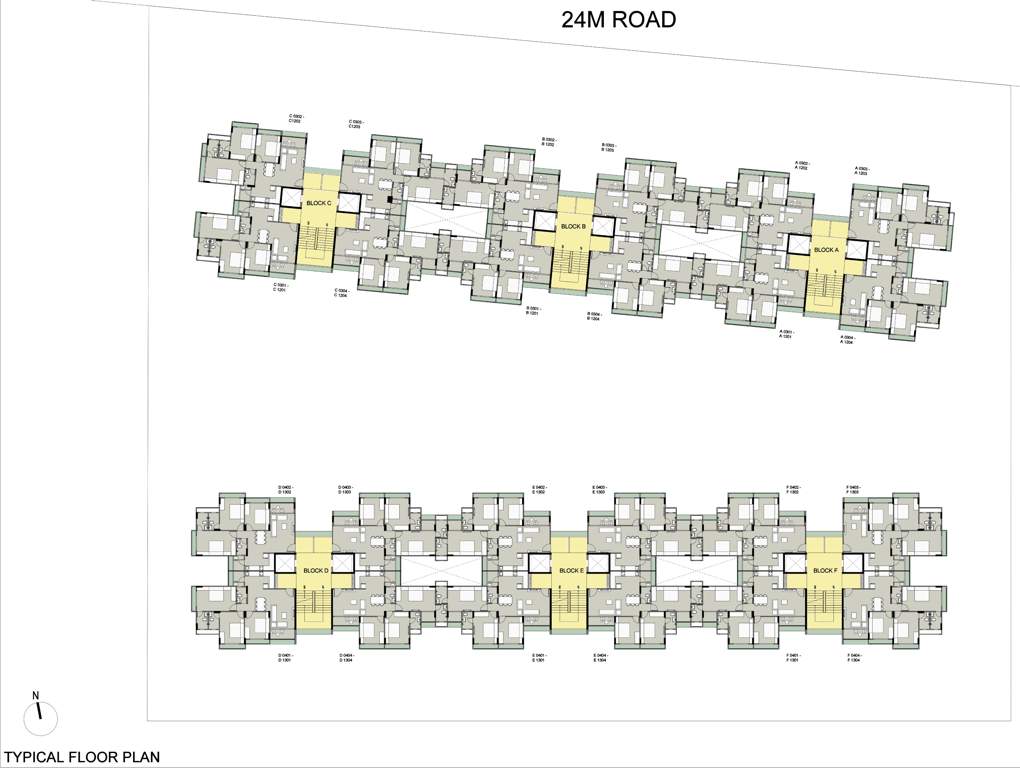  saanvi nirman stellar Block A, Block B, Block C, Block D, Block E And Block F Cluster Plan from 3rd to 13th Floor