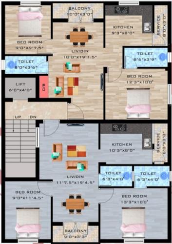  chandrasekar-flats Chandrasekar Flats Cluster Plan for 1st Floor
