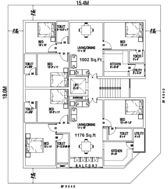  chandrasekar flats Chandrasekar Flats Cluster Plan from 1st to 2nd Floor