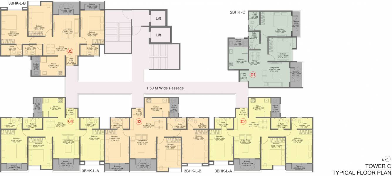 sapphire 3 Tower C Cluster Plan from 1st to 21th Floor