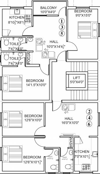  flats Flats Cluster Plan from 1st to 3rd Floor