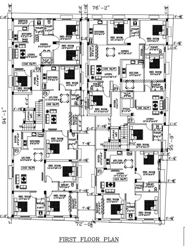  tirumala-flats Block A And Block B Cluster Plan for 1st Floor