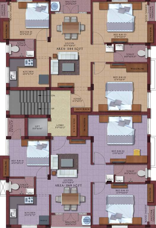  sanjeevanam appartments Sanjeevanam Appartments Cluster Plan for 1st Floor