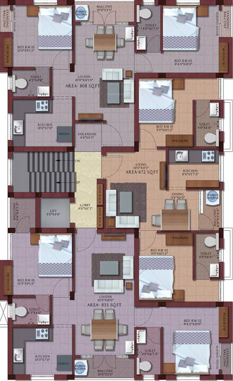  sanjeevanam appartments Sanjeevanam Appartments Cluster Plan from 2nd to 3rd Floor