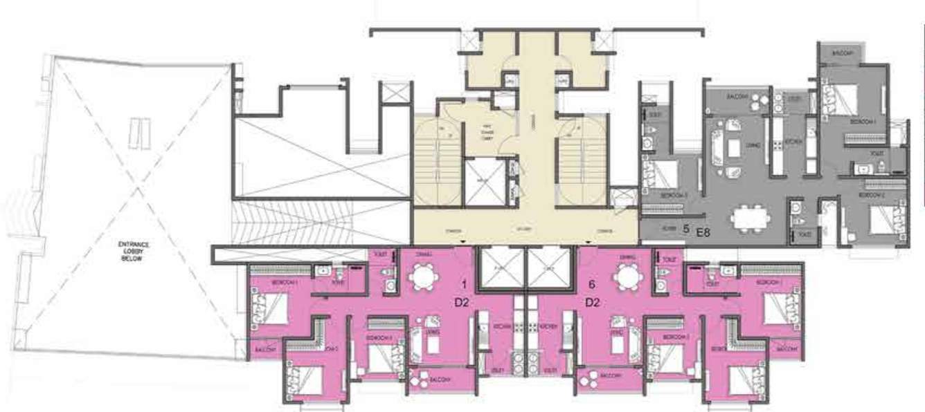 meridian park phase i the prestige city Building 5 T10 Cluster Plan For 1st Floor