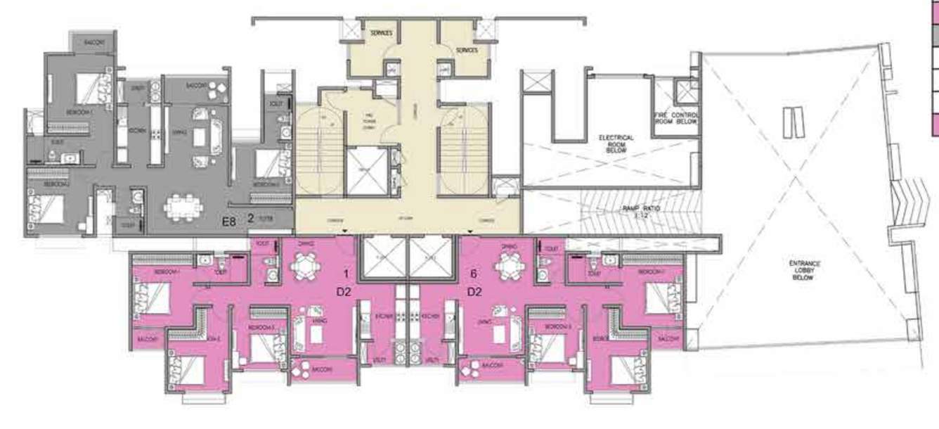 meridian park phase i the prestige city Building 5 T6 Cluster Plan For 1st Floor