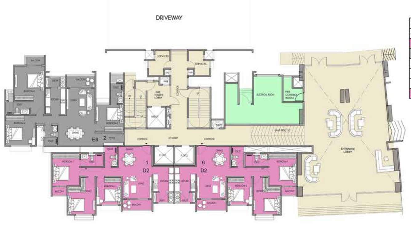 meridian park phase i the prestige city Building 5 T6 Cluster Plan For Ground Floor