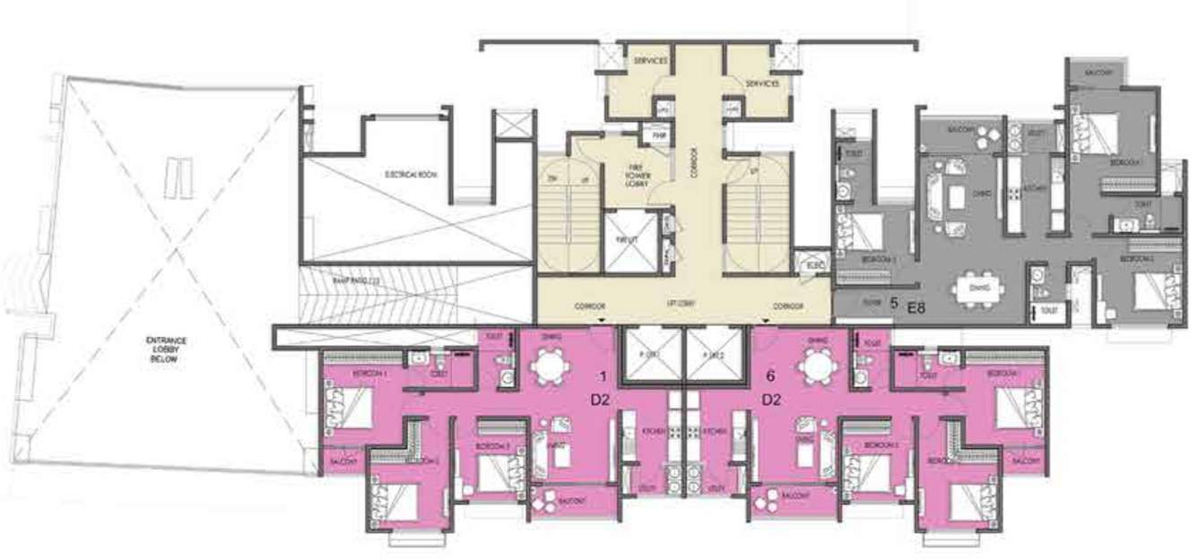 meridian park phase i the prestige city Building 5 T7 Cluster Plan For 1st Floor