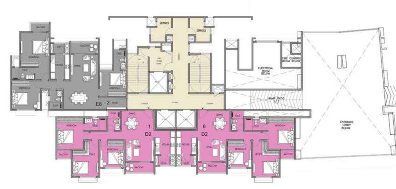meridian park phase i the prestige city Building 5 T8 Cluster Plan For 1st Floor