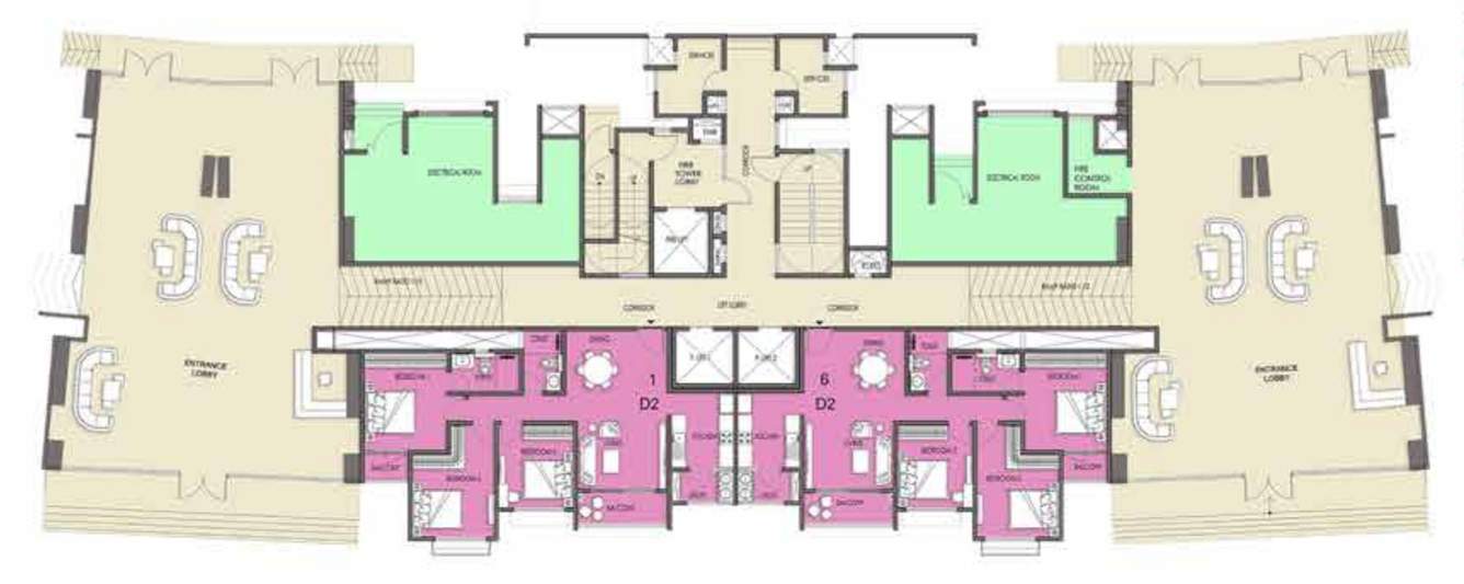 meridian park phase i the prestige city Building 5 T9 Cluster Plan For Ground Floor
