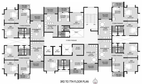  aashray Ganga Aashray D Bldg Cluster Plan From 3rd To 7th Floor