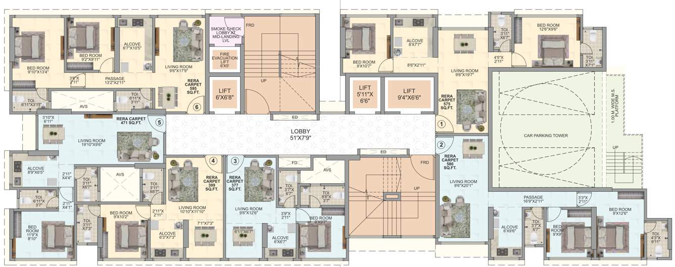  om dhanlaxmi heights Om Dhanlaxmi Heights Cluster Plan From 1st To 7th, 9th To 14th, 16th To 21th, 23th To 28th, 30th And 31th Floor