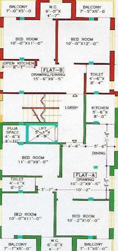  dibyayan-apartment Dibyayan Apartment Cluster Plan from 1st to 4th Floor