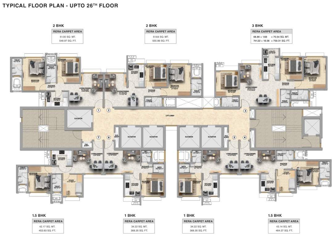 avenue wing m Runwal Avenue Wing M Cluster Plan for Up To 26th Floor
