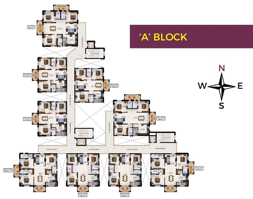  sindhu fortune heights Sindhu Fortune Heights Cluster Plan For Typical Floor