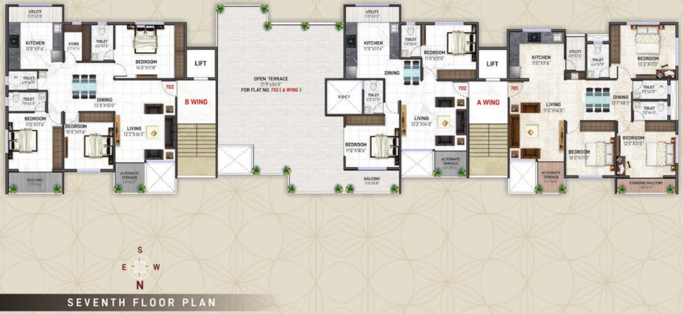  shree trimbakraj heights Shree Trimbakraj Heights Cluster Plan for 7th Floor