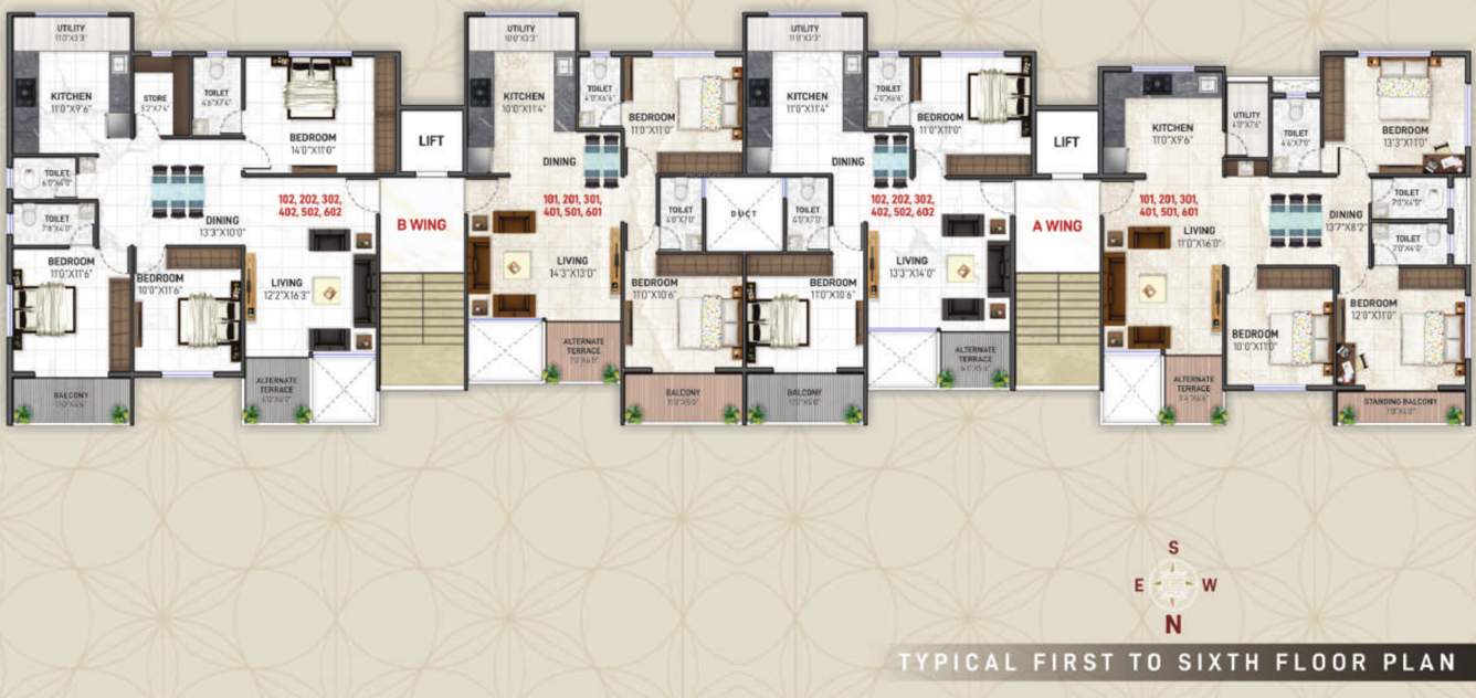  shree trimbakraj heights Shree Trimbakraj Heights Cluster Plan from 1st to 6th Floor