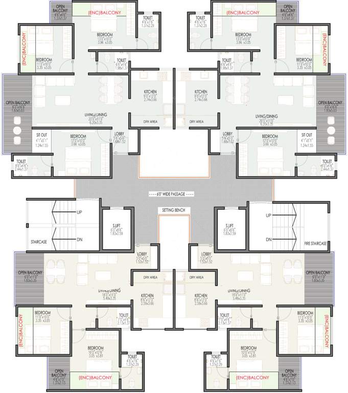  leela heights A Building Cluster Plan From 1st To 14th Floor Except 8th And 13th Floor