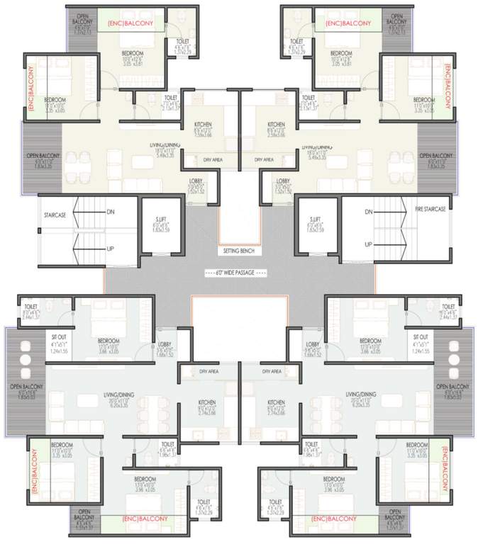  leela heights B Building Cluster Plan From 1st To 14th Floor Except 8th And 13th Floor