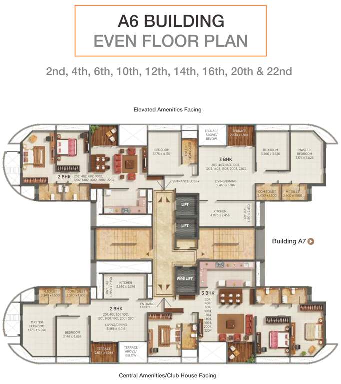  prospera a6 A6 Cluster Plan from 2nd, 4rth, 6th, 10th, 12th, 14th, 16th, 20th And 22th Floor