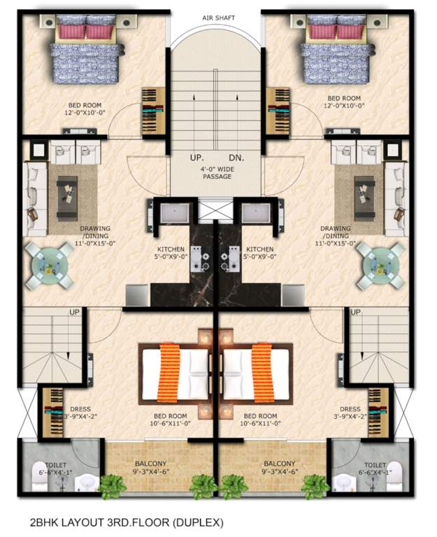  ambrosia luxury homes Cluster Plan For 3rd Floor