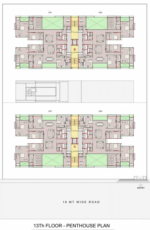  skydeck serene Block A  And Block B Cluster Plan for 13th Floor