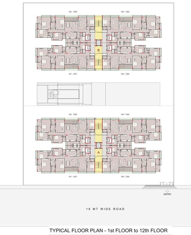  skydeck serene Block A  And Block B Cluster Plan from 1st to 12th Floor
