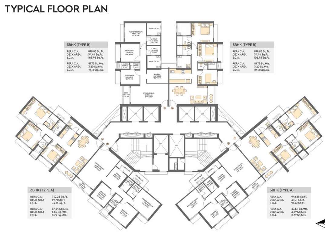  building no 3 wing c aquila Building No 3 Wing C Aquila Cluster Plan from 1st to 38th Floor
