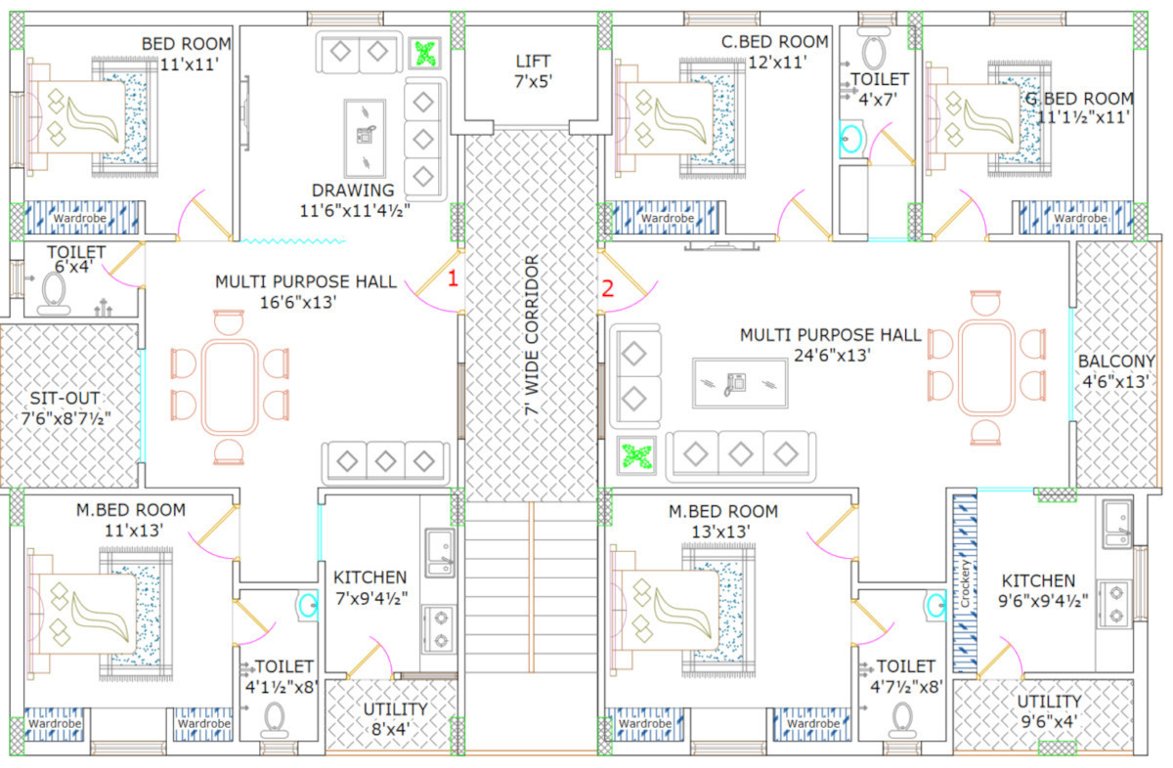  castle Divyadeep Castle Typical Cluster Plan