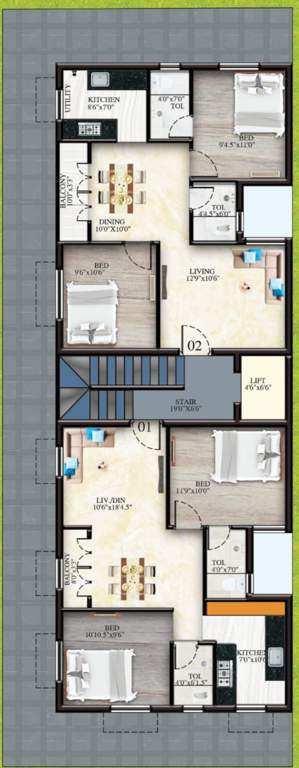  sri nivas Sri Nivas Cluster Plan from 1st to 3rd Floor