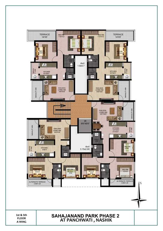  sahajanand park phase 2 A Wing Cluster Plan For 1st And 5th Floor