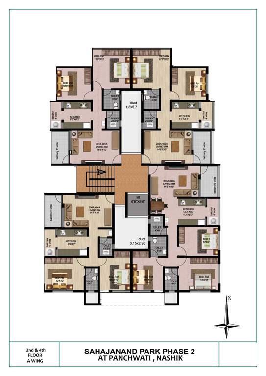  sahajanand park phase 2 A Wing Cluster Plan For 2nd And 4th Floor