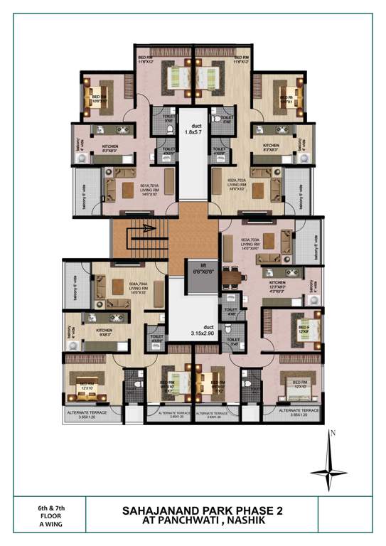  sahajanand park phase 2 A Wing Cluster Plan For 6th And 7th Floor
