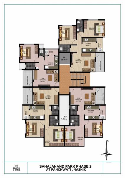  sahajanand-park-phase-2 B WIng Cluster Plan For 3rd Floor