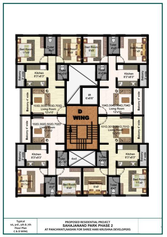  sahajanand park phase 2 D WIng Cluster Plan For 1st, 3rd, 5th And 7th Floor