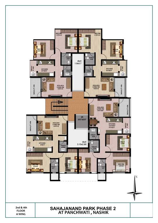  sahjanand park A Wing Cluster Plan For 2nd And 4th Floor