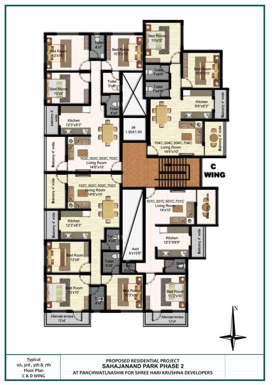  sahjanand park C Wing Cluster Plan For 1st, 3rd, 5th And 7th Floor