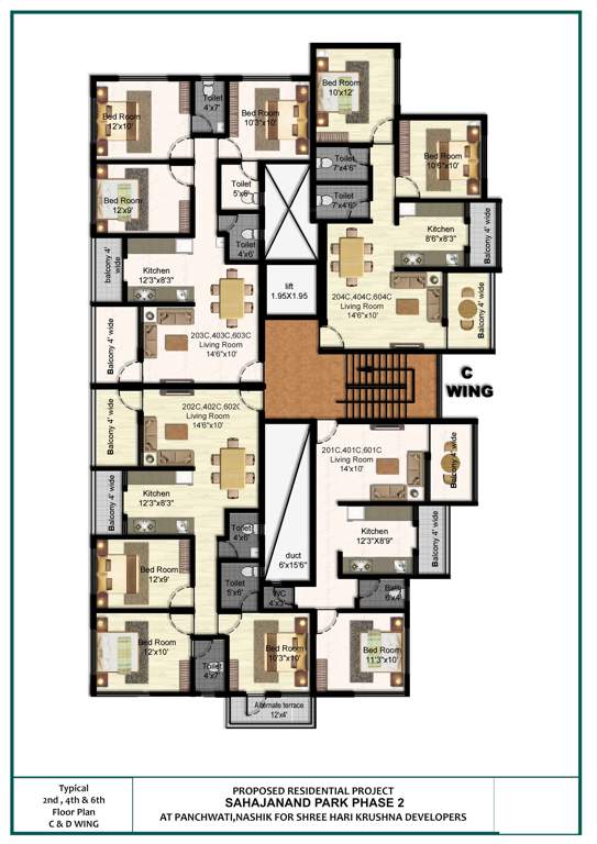  sahjanand park C Wing Cluster Plan For 2nd 4th And 6th Floor