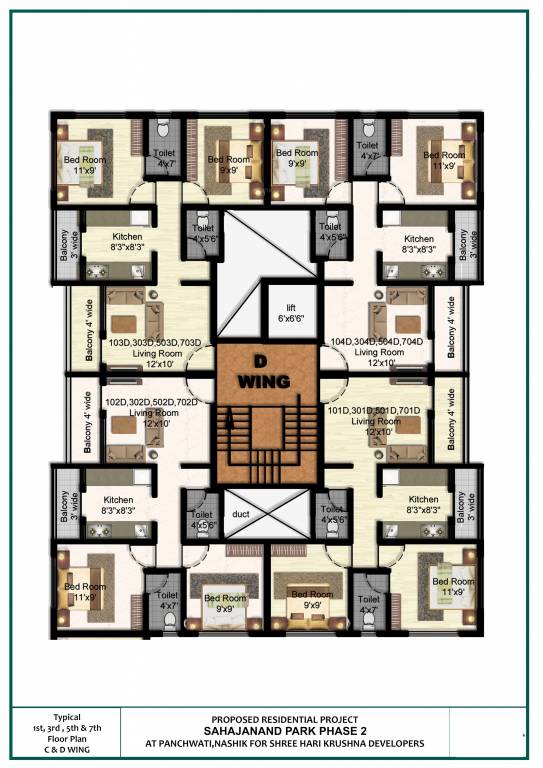  sahjanand park D Wing Cluster Plan For 1st, 3rd, 5th And 7th Floor