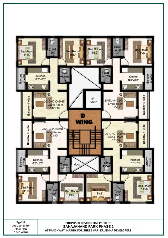  sahjanand park D Wing Cluster Plan For 2nd 4th And 6th Floor