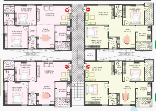  akhilesh-towers Akhilesh Towers Cluster Plan For Typical Floor