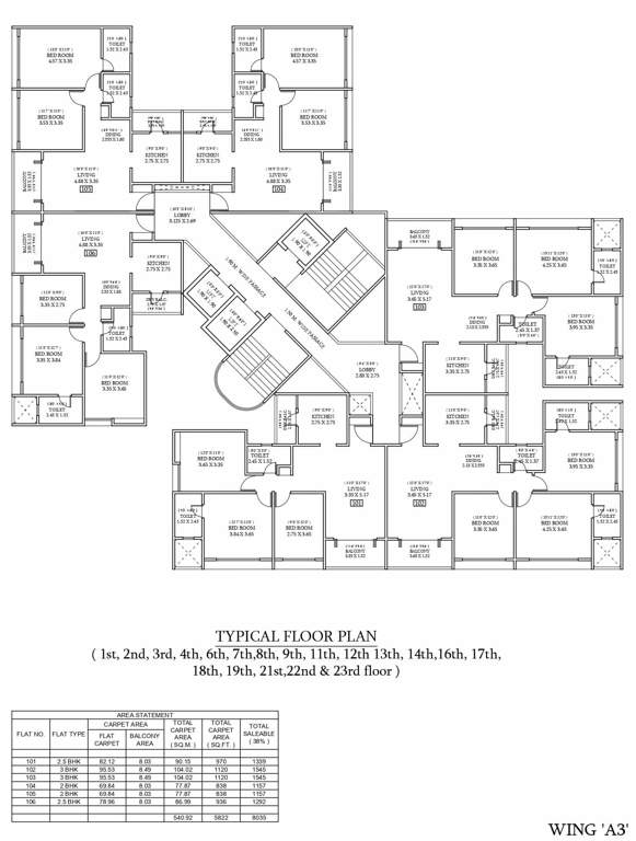  zen elite A3 Cluster Plan for Typical Floor