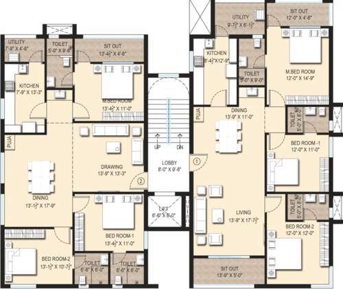  hill-crest-apartments Hill Crest Apartments Cluster Plan For Typical
