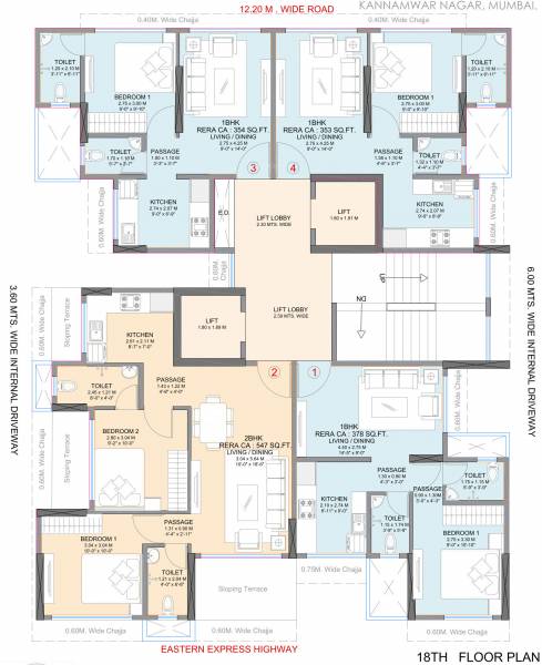  pleasant Pleasant Cluster Plan for 18th Floor